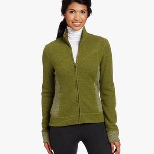 prAna Maura Green Wool/Fleece Blend Sweater Jacket